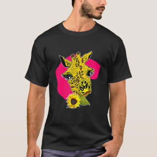Kute Giraffe met zonnebloempkunst T-shirt