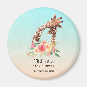 Kute Giraffe Waterverf Mam en Baby shower Magneet