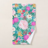 Kute girale roze & Mint hand-verfflorale vormgevin Bad Handdoek (Handdoek)