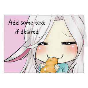 Kute girl met een bunny ears chibi card voor jouw
