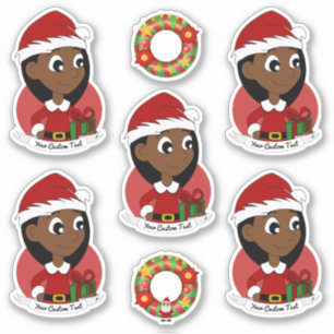 Kute girl met lange zwarte cartoon sticker