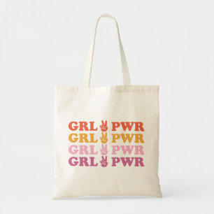 Kute Girl Power Peace Sign Tote Bag