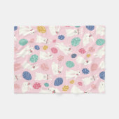 Kute Girly Bunny Modern Pink Floral Eggs Fleece Deken (Voorkant (Horizontaal))