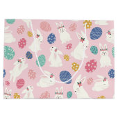 Kute Girly Bunny Modern Pink Floral Eggs Groot Cadeauzakje (Achterkant)