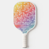 Kute Girly Butterfly Pastel Rainbow Add Jouw naam Pickleball Paddle (Voorkant)