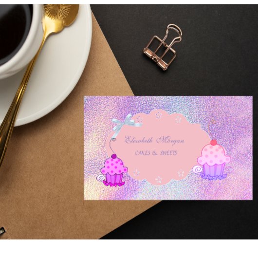 Kute Girly Modern, holografische broodbakkerij Visitekaartje