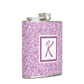 Kute Girly Monogram Pink Sparkle Flask Heupfles (Rechts)