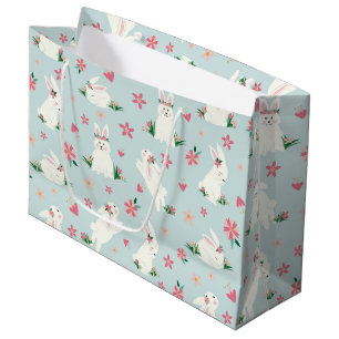 Kute Girly Paaster Bunny Modern Pink Floral Groot Cadeauzakje