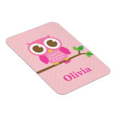 Kute Girly Pink Owl on Branch for Girls Magneet (Rechterzijde)