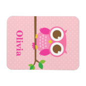 Kute Girly Pink Owl on Branch for Girls Magneet (Horizontaal)