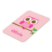 Kute Girly Pink Owl on Branch for Girls Magneet (Linkerzijde)