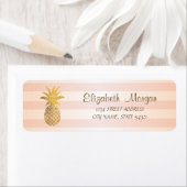 Kute Girly Striped, Gold Pineapple Address Label (Insitu)