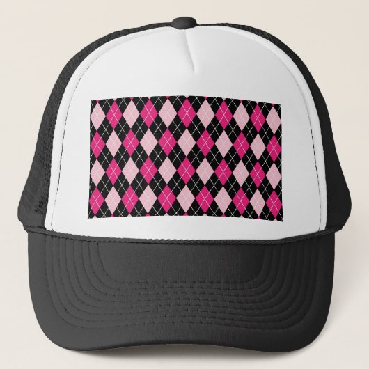 Kute girly trendy Argyle-patroon warm en zacht roz Trucker Pet (Voorkant)