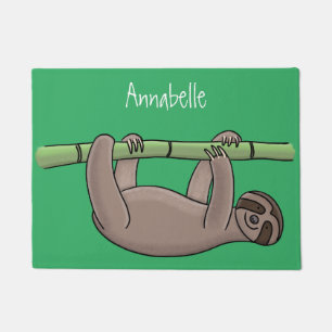 Kute glimlach op bamboe cartoon afbeelding deurmat