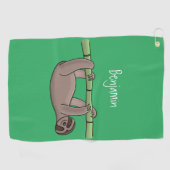 Kute glimlach op bamboe cartoon afbeelding golfhanddoek (Horizontaal)