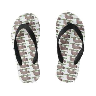 Kute glimlach op bamboe cartoon afbeelding kinder teenslippers