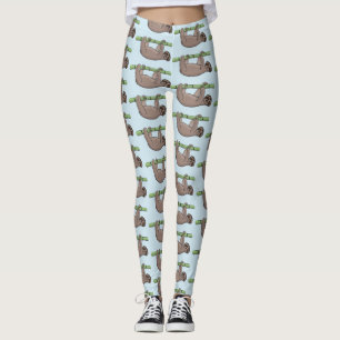Kute glimlach op bamboe cartoon afbeelding leggings