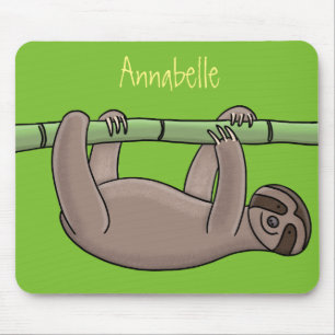 Kute glimlach op bamboe cartoon afbeelding muismat