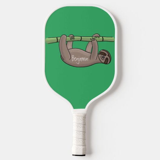 Kute glimlach op bamboe cartoon afbeelding pickleball paddle (Achterkant)