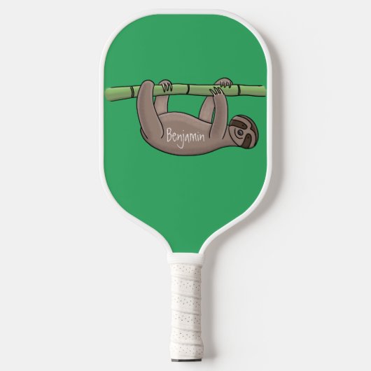 Kute glimlach op bamboe cartoon afbeelding pickleball paddle (Voorkant)
