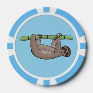 Kute glimlach op bamboe cartoon afbeelding poker chips