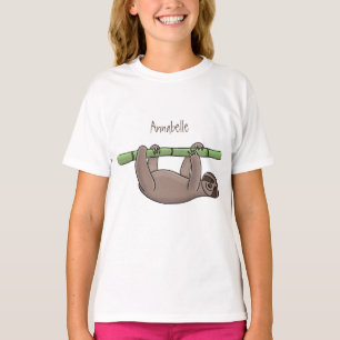 Kute glimlach op bamboe cartoon afbeelding t-shirt