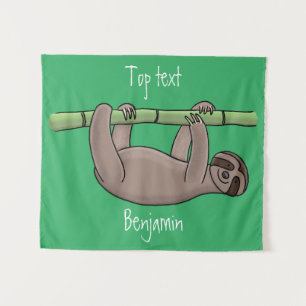 Kute glimlach op bamboe cartoon afbeelding wandkleed