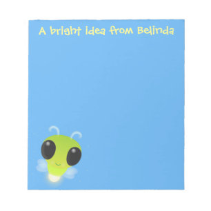 Kute gloed bug firefly cartoon illustratie notitieblok