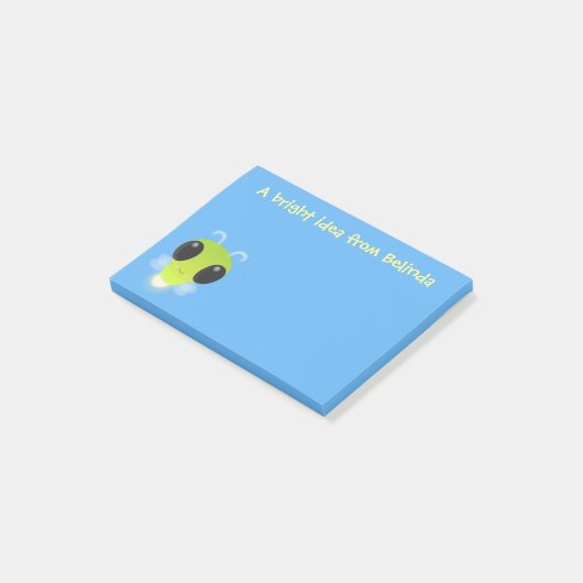 Kute gloed bug firefly cartoon illustratie post-it® notes (Schuin)