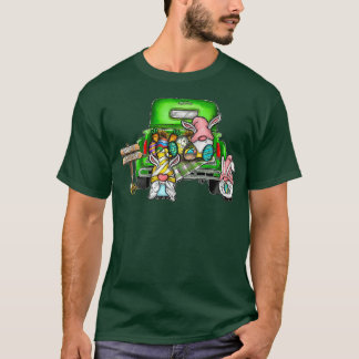 Kute gnomen met Bunny ears Egg Hunting Truck Happ T-shirt