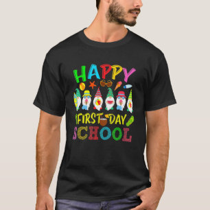 Kute Gnomes Happy First Day of School Teacher Stu T-shirt