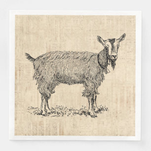 Kute Goat met Bell Illustration Antiek Script Servet