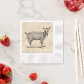 Kute Goat met Bell Illustration Antiek Script Servet (Insitu)