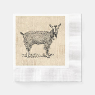 Kute Goat met Bell Illustration Antiek Script Servet