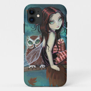 Kute Gothic Fairy and Owl Fantasy Art iPhone Case
