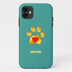 Kute goudpoot op blauwgroen turkooizen iPhone 11 hoesje