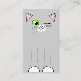 Kute Gray Cat Pet Sitting Services Visitekaartjes