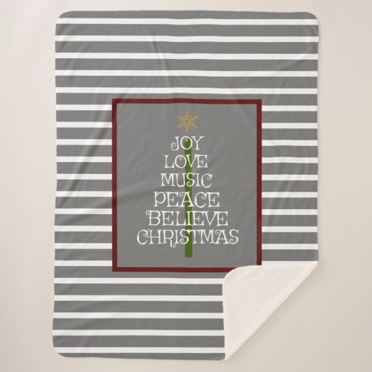 Kute Gray/White VIbes of Kerstmis in een boom Sherpa Deken (Voorkant)