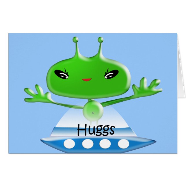 Kute Green Buitenspace Alien Hugs met ruimtevaart (Voorkant Horizontaal)
