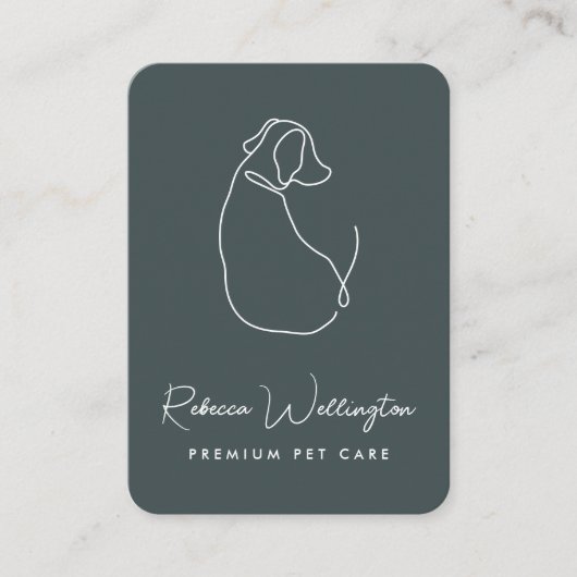 Kute Green Dog Line Tekening Pet Sitter Dog Walker Visitekaartje (Voorkant)