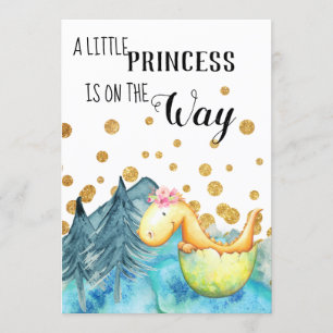 *~* Kute Green Dragon Hatching Baby Girl Shower Kaart