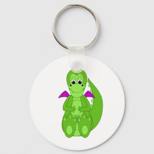 Kute Green en Paarse Dragon Sleutelhanger