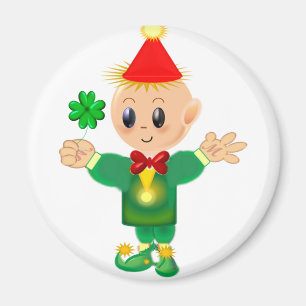 Kute green leprechaun met een gelukkige klaver magneet