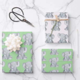 Kute Grey Elephant Design Wrapping Paper