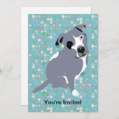 Kute Grey Pitbull Puppy op Squares Pattern Kaart (Voorkant / Achterkant)