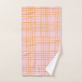 Kute Grid Lines Patroonroze en Oranje Bad Handdoek (Handdoek)