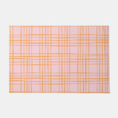 Kute Grid Lines Patroonroze en Oranje Deurmat (Voorkant)