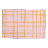 Kute Grid Lines Patroonroze en Oranje Kussensloop (Achterkant)