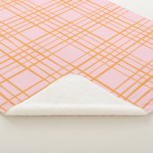Kute Grid Lines Patroonroze en Oranje Sherpa Deken (3/4)