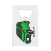 Kute groene micromaatwagen kredietkaart flessenopener (Achterkant)